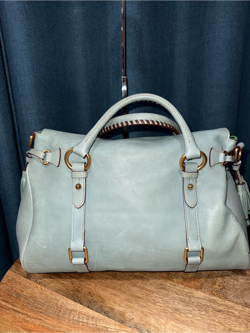 Dooney & Bourke Ultra Rare Light Blue Florentine Satchel - Picture 2 of 10